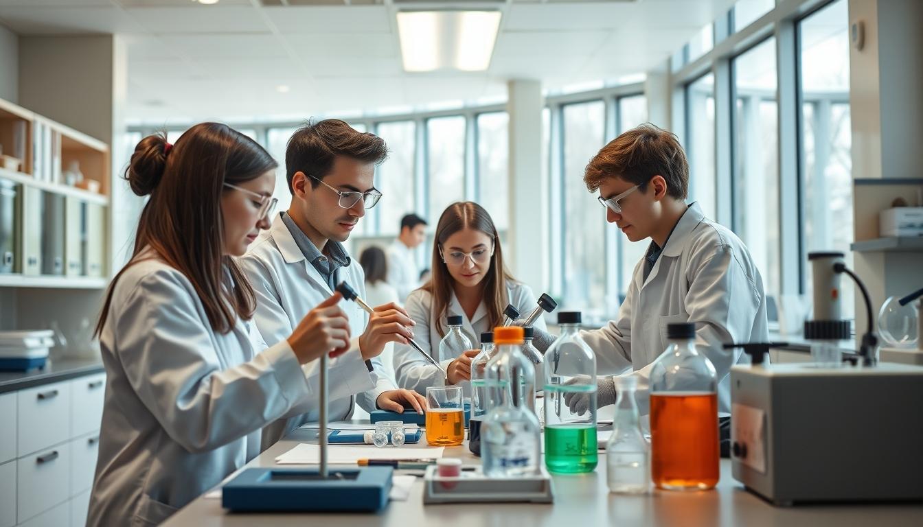 Students working in research laboratory